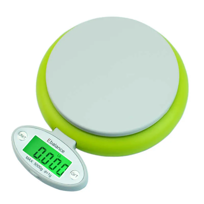 Портативные цифровые кухонные весы пищевые диеты весовые баланс 5000G / 1G прецизионные электронные весы весы приготовление пищи с подносом 210927