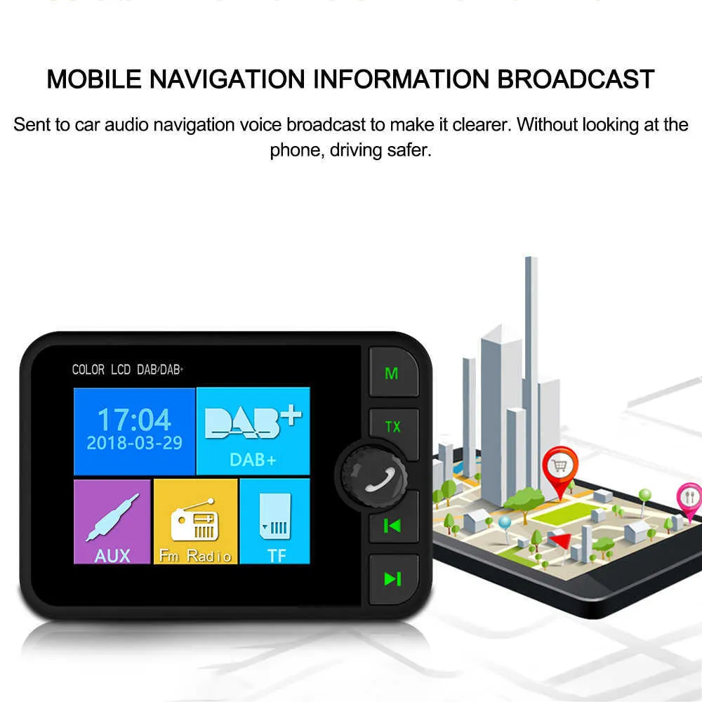 Mini DAB Radio-ontvanger Bluetooth FM Muziek Aux Interface Auto Multimedia Player Transmitter DAB TUNER Ondersteuning TF
