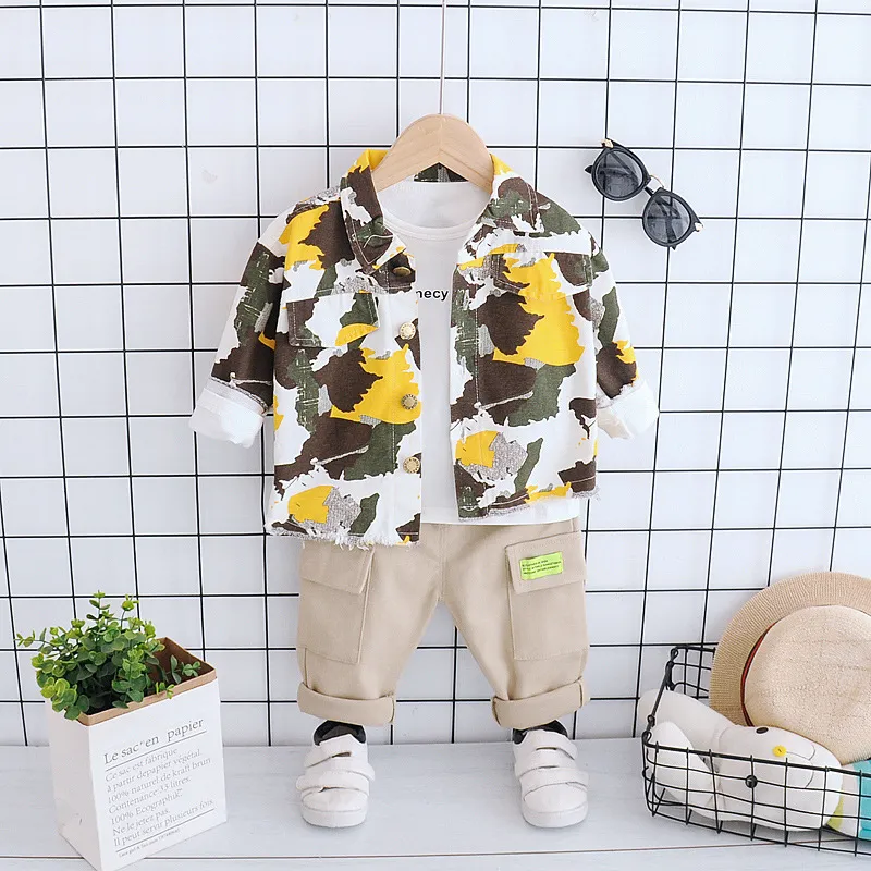 2021 Kids kläder Baby Boys Costume Cartoon Bird Tracks Tops Pants Children Spring Boys Outfits Girls Infantil Newborn Set 21039947740