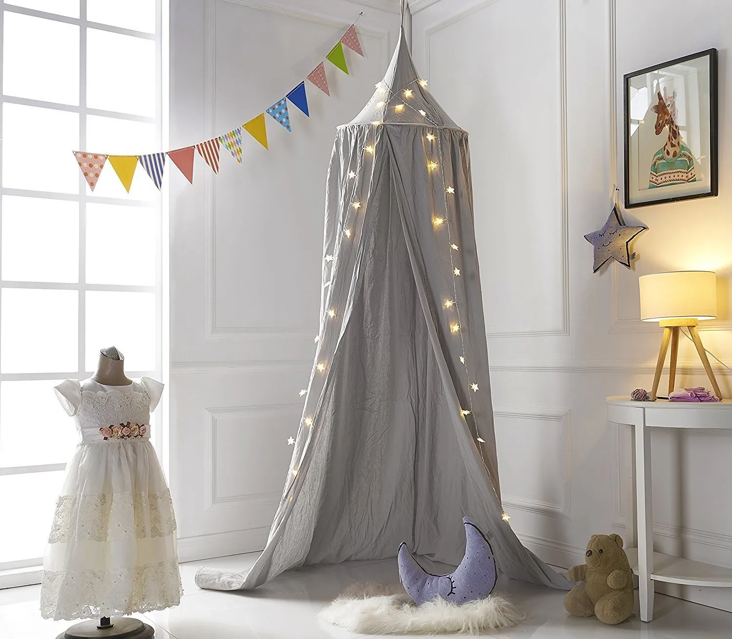 Princess Bed Canopy Mosquito Kids Girls Room Decor Baby Bed Net Girl Room Decoration Play Tent Round Dome Cotton Canopy D20 210316