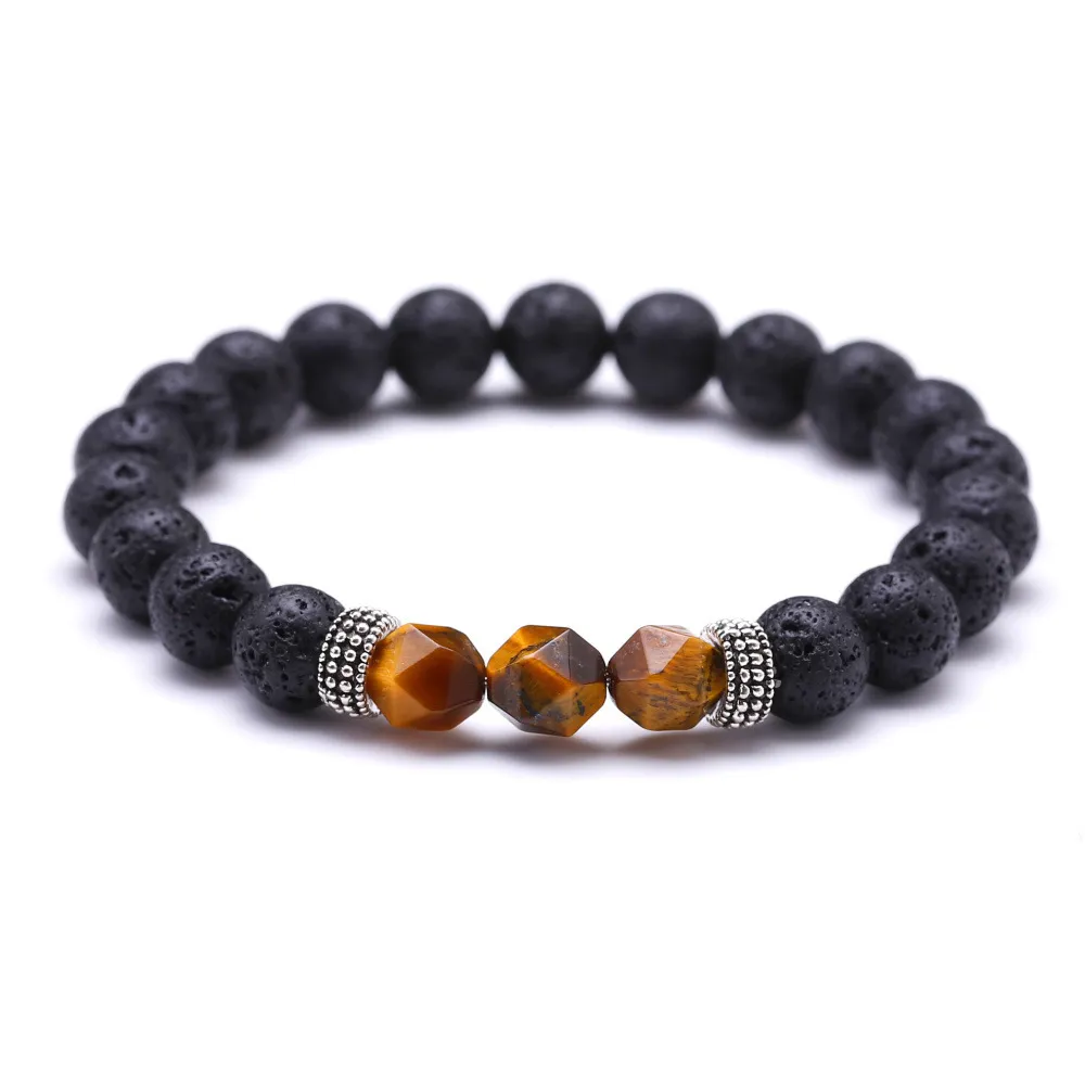 Bijoux de Mode Tiger Eye Stone Cutポリュースブレスレット火山エネルギークリスタルジュエリーブレスレットETブレスレット