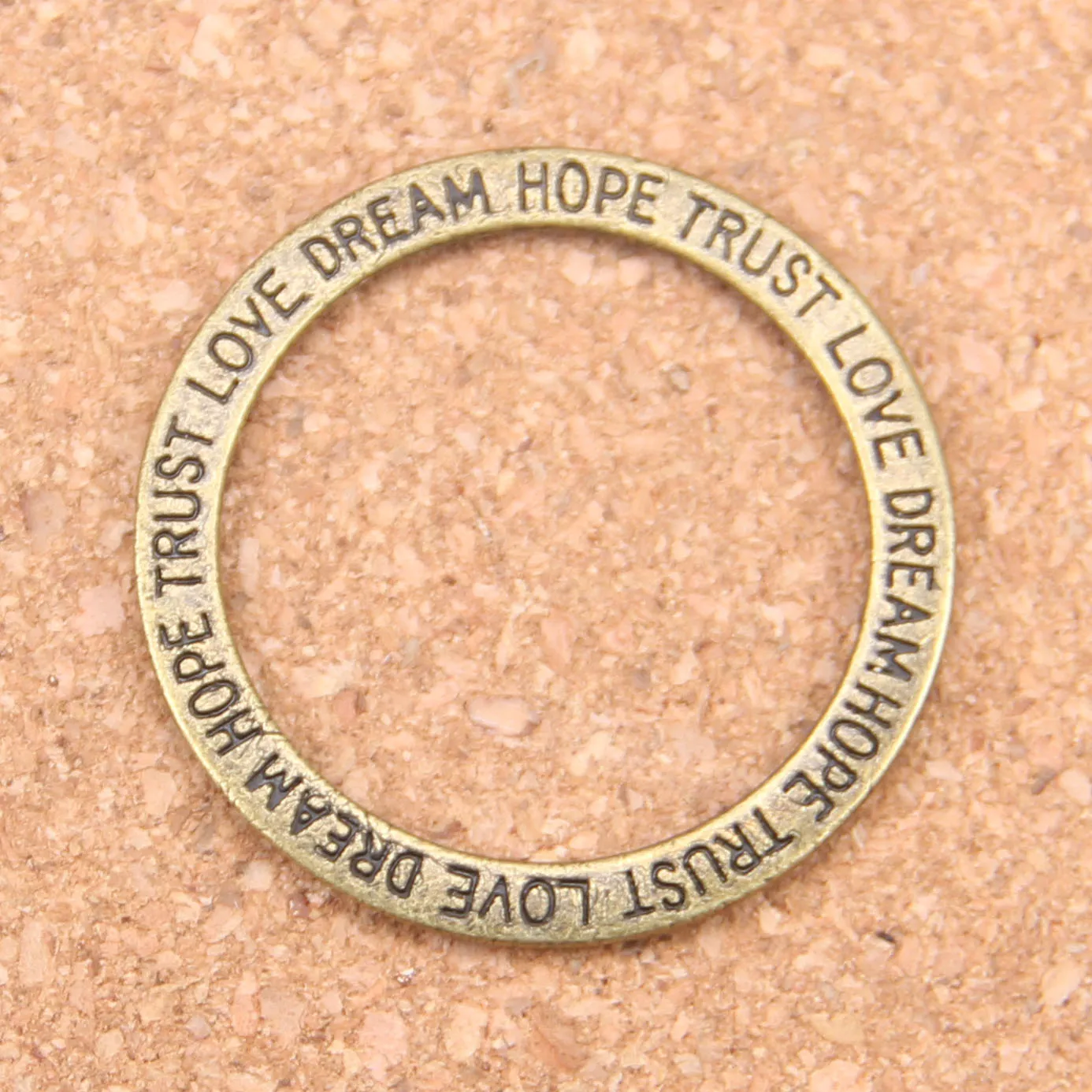 Antique Silver Plated Bronze Plated circle love hope trust dream Charms Pendant DIY Necklace Bracelet Bangle Findings 35mm260z