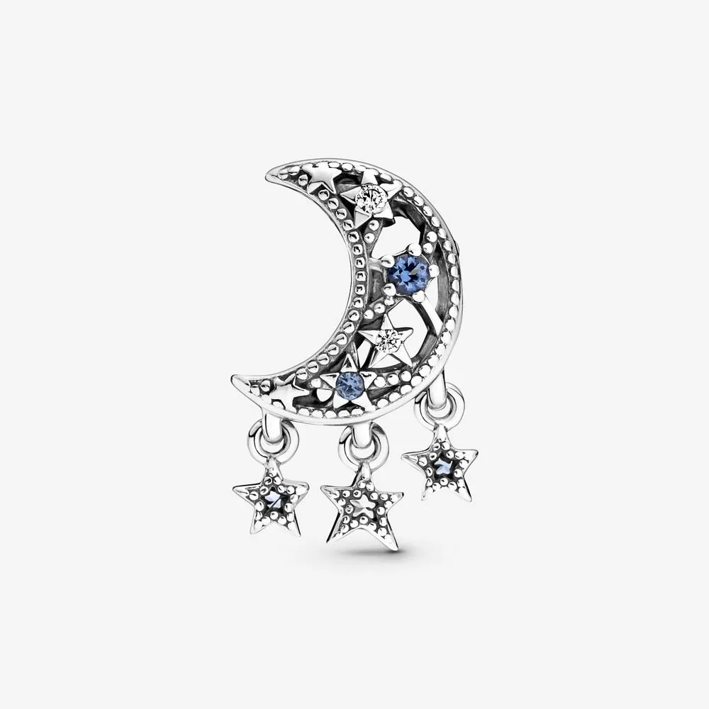 Encantos de la luna creciente de la estrella se ajustan a la pulsera europea original del encanto de las mujeres de la moda del compromiso de la boda joyería de plata esterlina 925 Acce245C