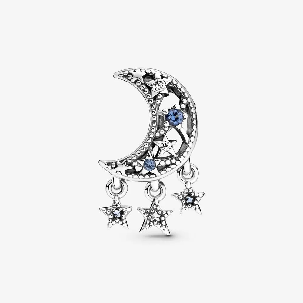 Star Crescent Moon Charms Fit Original European Charm Armband Fashion Women Wedding Engagement 925 Sterling Silver Jewel Acce2919