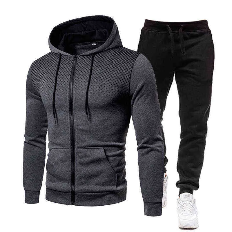 Autumn New Fashion Hoody Zip Cardigan Sets Mens Hoodies Sweatshirts Solid Hip Hop Pullover Harajuku Plus Fleece Warm 3XL G1217