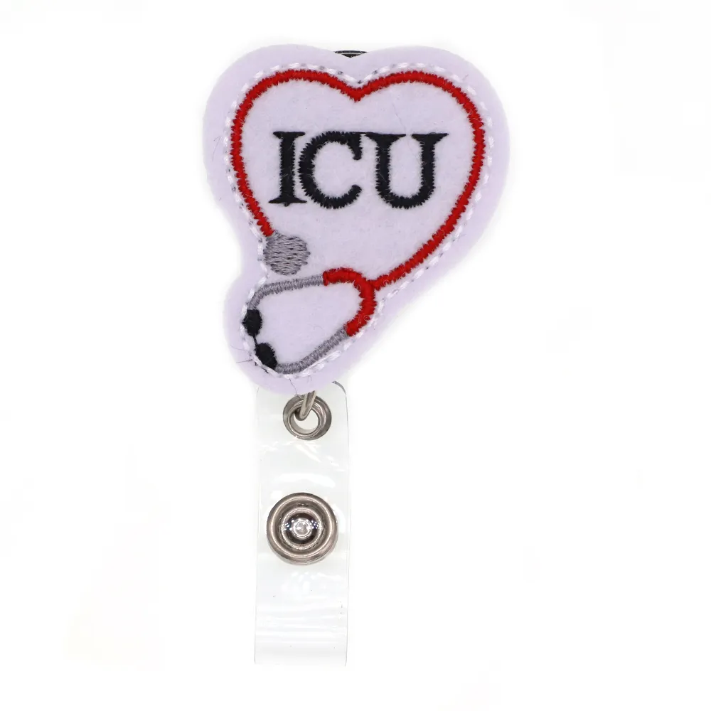 Custom Medical Key Ring Felt Stethoscope OT NP RN LPN ICU BSN DOCTOR RT MA PCT Retractable Badge Reel For Nurse Accessories224V