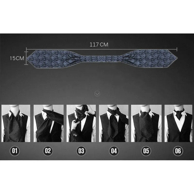 Винтажный стиль 100% шелковый галстук + удобный набор аскот мужской галстук Paisley цветок жаккардовый тканый кривая атласный платок шеи
