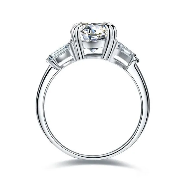 Cluster anneaux solide 925 Silver Silver Romantic Proposer Ring 2 02 CT Round Cut Diamond Engagement pour les femmes 233a
