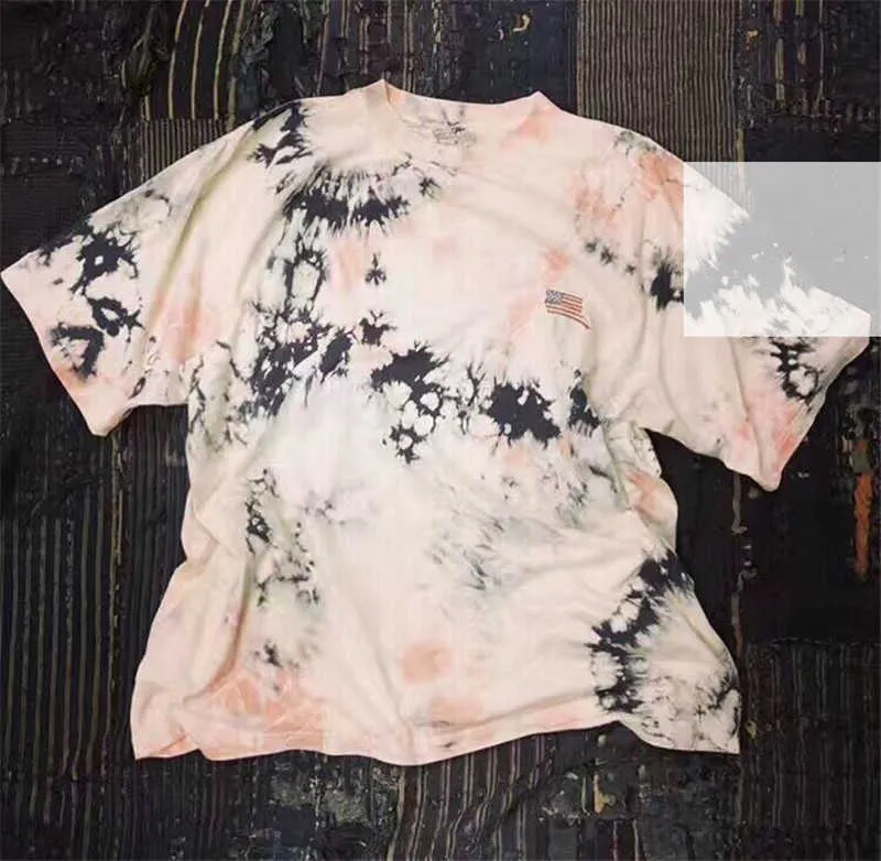 2021ss Splash ink Tie-dye KAPITAL T Shirt Men Women 1:1 Best Quality Cotton Skeleton Bone Printing T-shirt Tees X0712