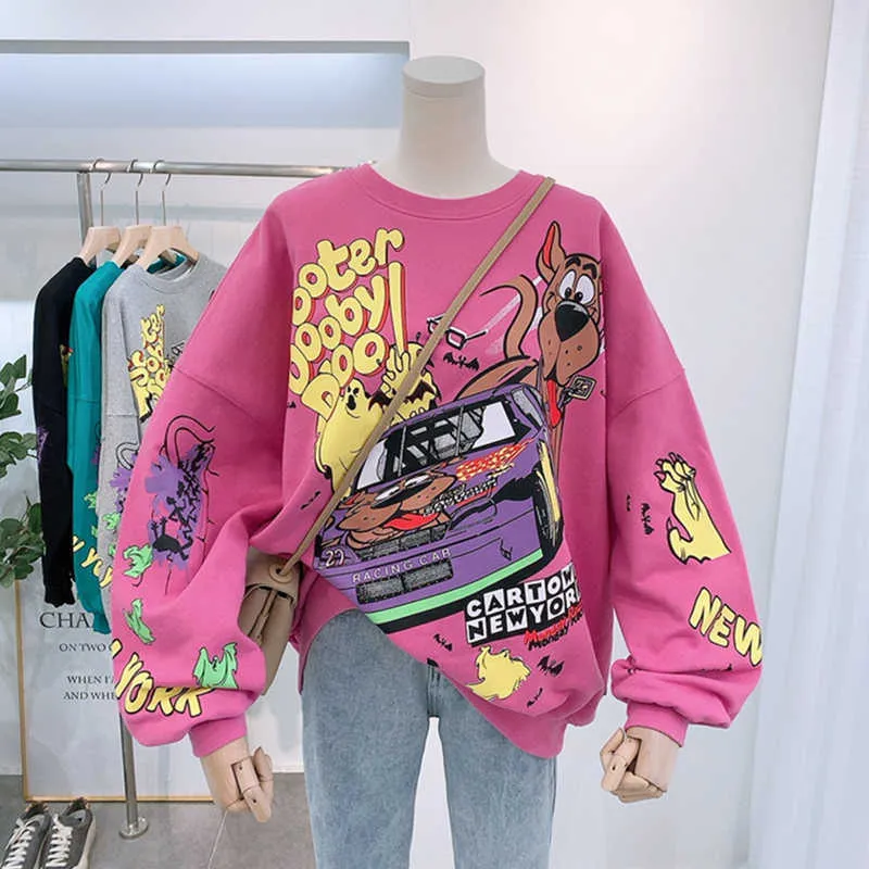 Harajuku Streetwear Dames Anime Hoodie Herfst Fashion Koreaanse stijl Sweatshirt Pullovers Lange mouw Tops Crazy Clothes 211013