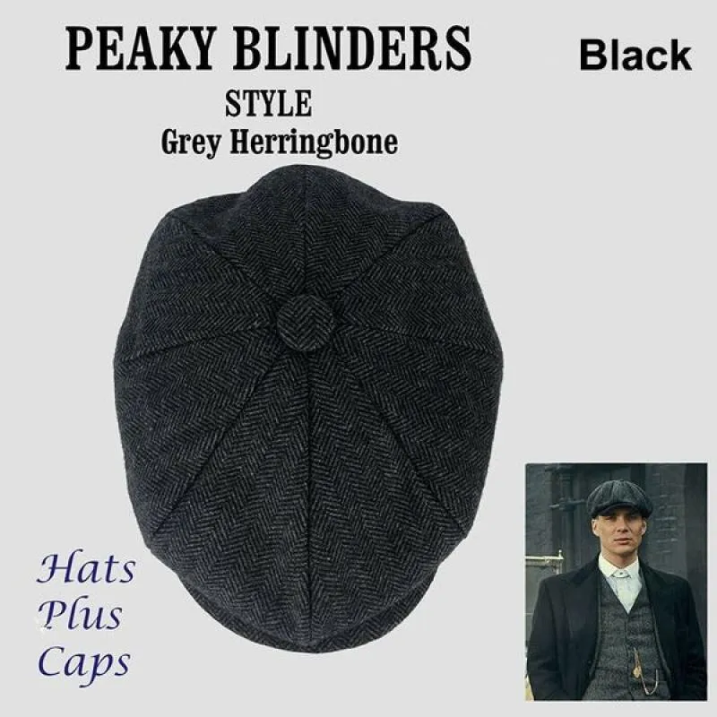 Wool Newsboy Caps Men Herringbone Cap boné de lã de lã Drivante de golfe vintage Chapéu de inverno Hats7373621