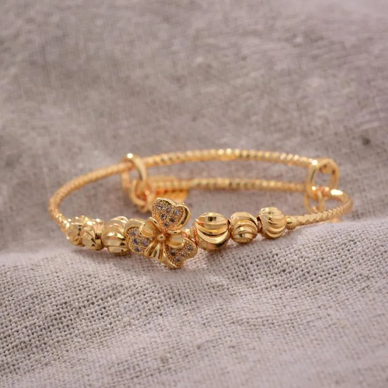 Bangle 4st 24k African Arab Gold Color Bangles For Baby Armband Barn smycken födda söta romantiska armband gåvor294v