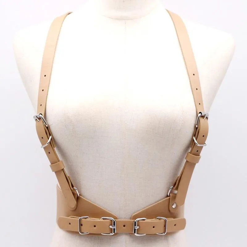 Cinture Moda Pu Leather Body Bondage Stile Punk Femminile Harajuku O-Ring Giarrettiere Cintura Cage Sculpting Harness Waisband Strap Suspend267M