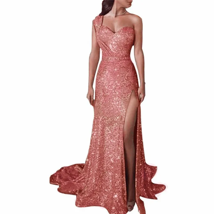 Vestidos de baile de lantejoulas brilhantes 2022 longo formal mais barato sexy alta fenda v pescoço sereia rosa ouro dubai mulheres vestidos de noite formal