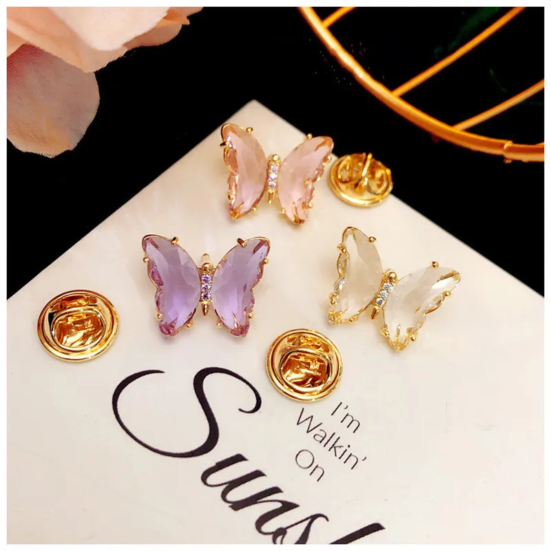 Brooches For Women Anti-glare Butterfly Cubic Zirconia Multicolor Small Collar Stabbing Brooch Corsage Pin Fine Jewelry