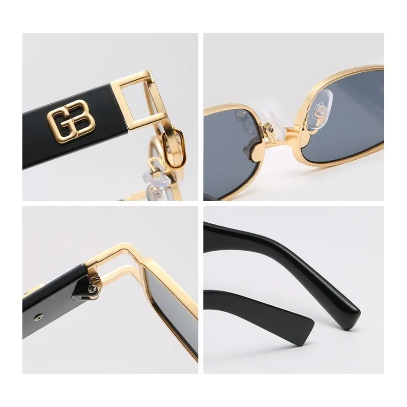 Najnowsze okulary przeciwsłoneczne Hip Hop dla mężczyzn i kobiet Rap Fashion Square Gold Metal Frame Luksusowa kobieta Hiphop Kieliszki 260a