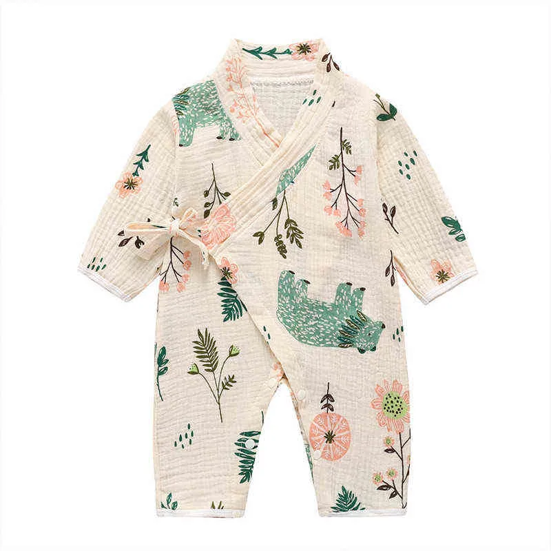 Cospot geboren garen gewaad kimono jumpsuit infantil cartoon 100% mousseline katoen rompertjes babyjongen meisje kleding nachtkleding 2022 35 211229