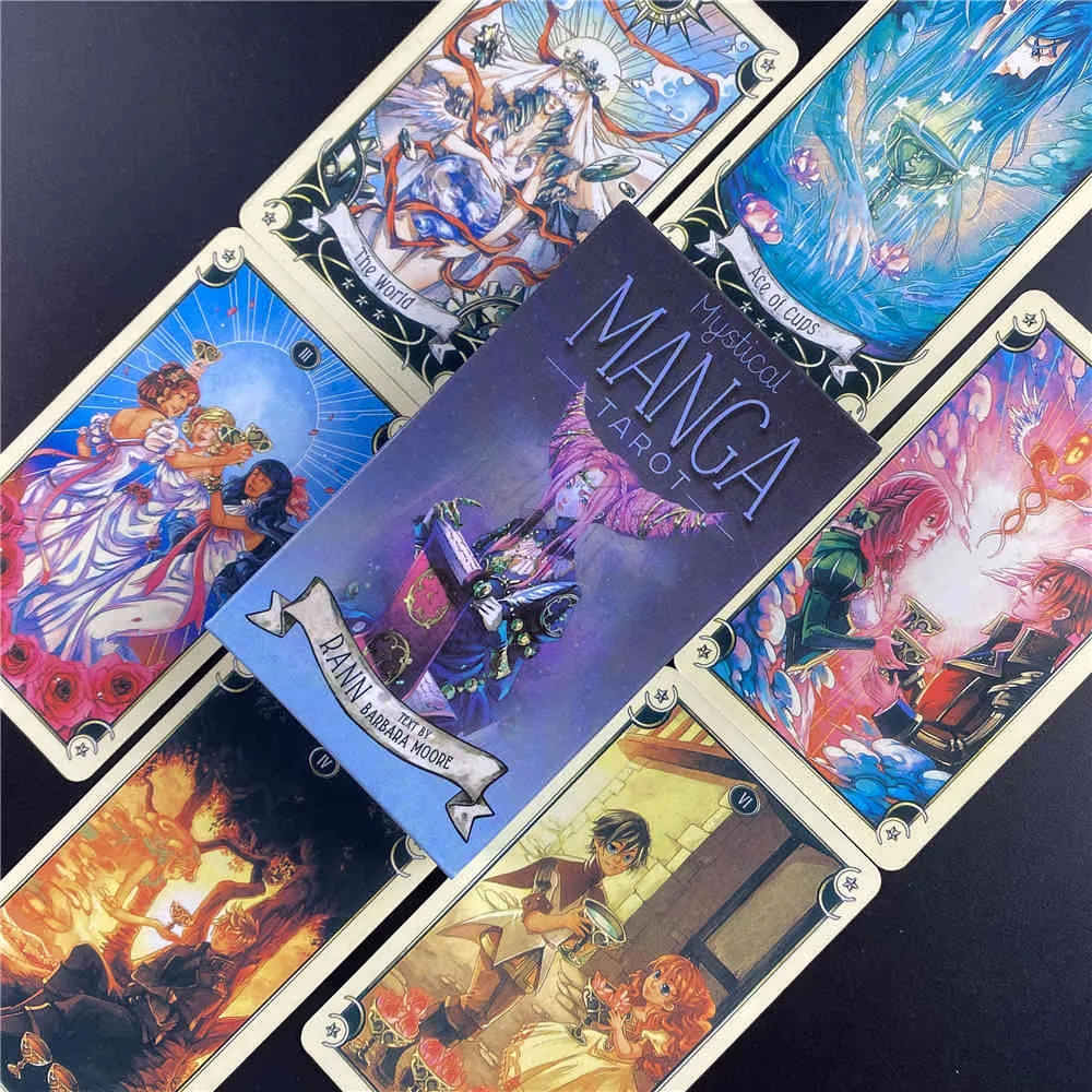 Cartas de Tarot de Manga mística, suministros de baraja de fiesta, juego de mesa en inglés con guía en PDF, love PSKI