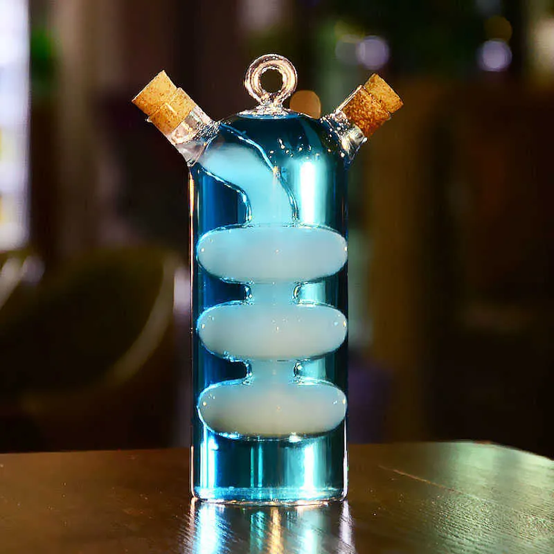 창조적 인 더블 튜브 유리 컵 투명한 만다린 오리 마티니 칵테일 유리 파티 바 커피 와인 병 파멸 음료웨어 x0702750