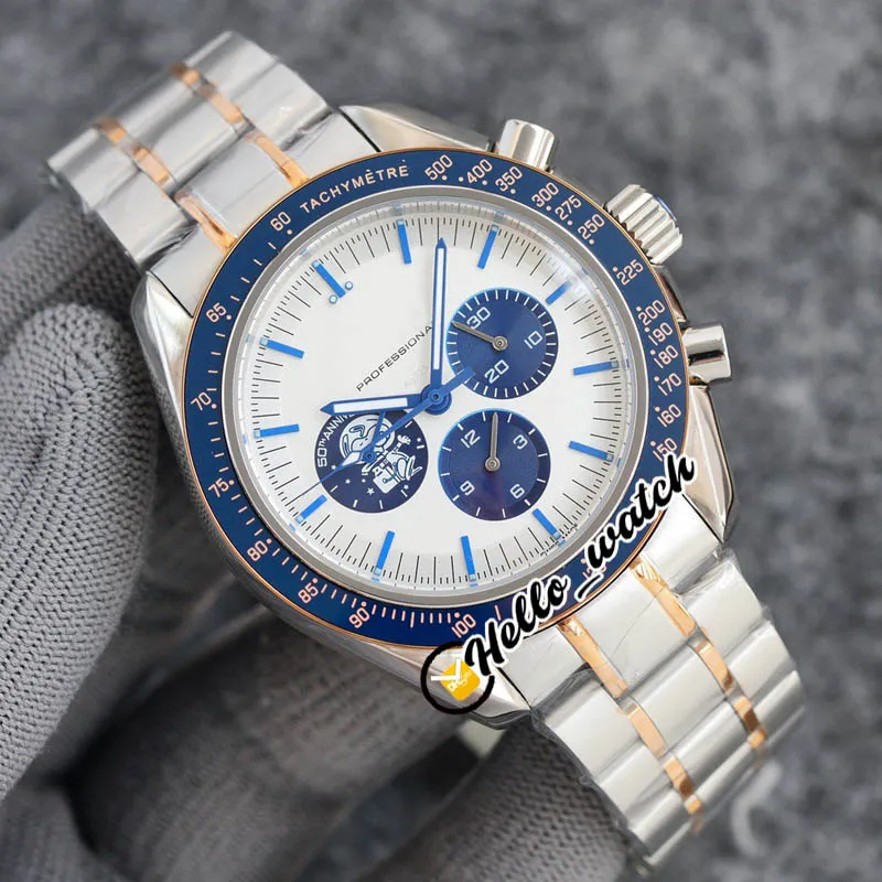 42mm Professional Moon Watches Prize 50Th Anniversary Mens Watch White Dial 310 32 42 50 02 001 OS Quartz Chronograph Blue Nylon L281I