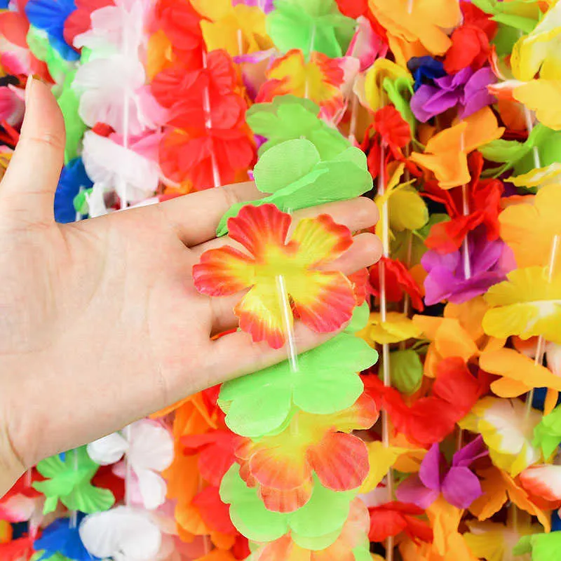 36 sztuk Hawajski Sztuczny Kwiat Dis Naszyjnik Hawaje Luau Letnie Tropikalne Party Dekoracji Ślub Boże Narodzenie Wieniec 211018
