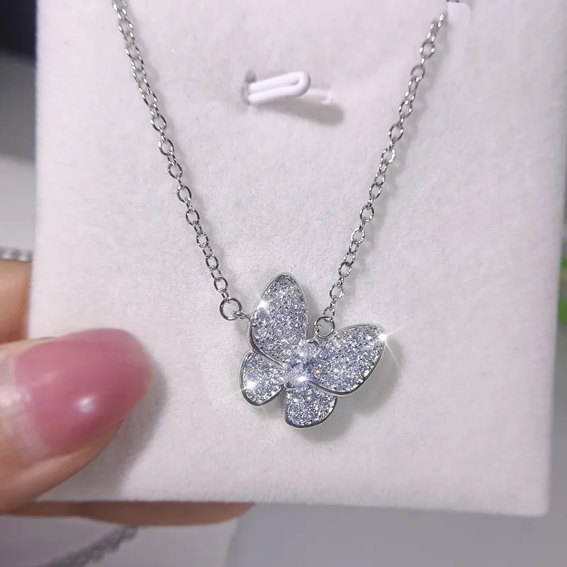 Charming Women Jewelry Set High Quality White Gold Plated CZ Butterfly Earrings Ring Necklace Set for Girls Women Nice Gift298x
