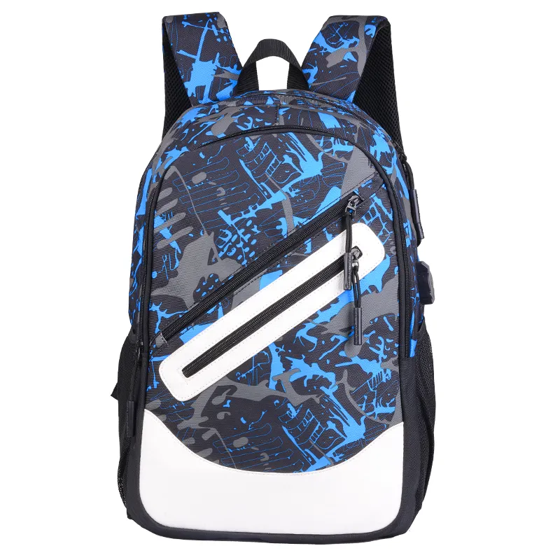 Wodoodporny duży plecak torebki laptopa czarne plecaki Man Travel Teen -Bookbag Oxford USB Charger Mężczyzna Mochilahi268v