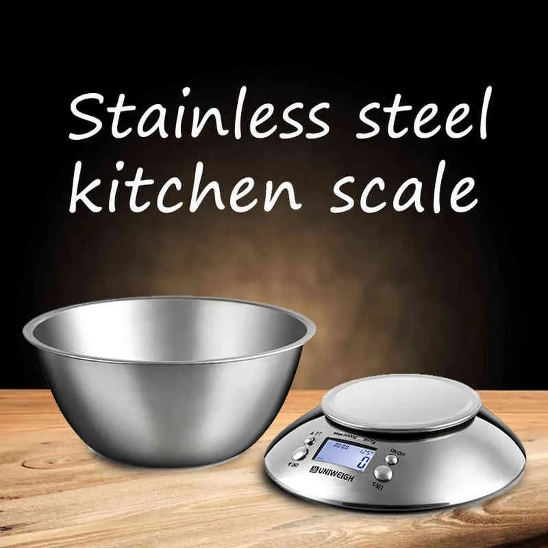 Digital köksskala hög noggrannhet 11lb5kg mat med avtagbar skål rumstemperatur larm timer rostfritt stål libra 2112217749212