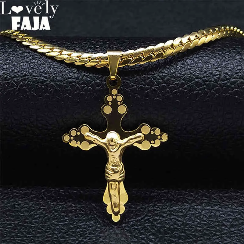 2021 RVS Cross Hangers Chains Dames / Mannen Goud Kleur Kleine Verklaring Keten Sieraden Collier Croix N8000S03