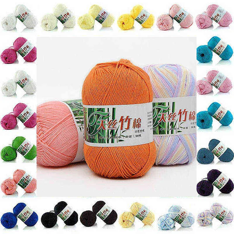 lavorato a maglia COLORATO lavorato a maglia lana artigianale uncinetto 50g cotone di bambù 6PLY morbido 180 metri filato latte lotto maglieria babycare Y211129