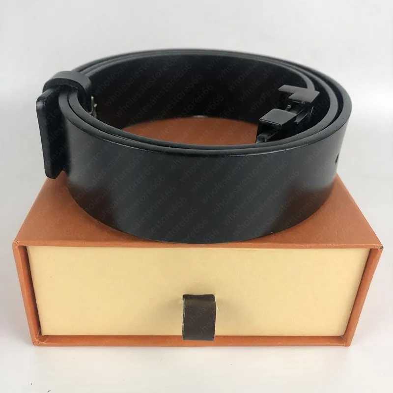 Belts mens womens Belt Black Genuine Leather black Gold Smooth Buckle with orange Box orange Dust Bag orange Gift Bag287U