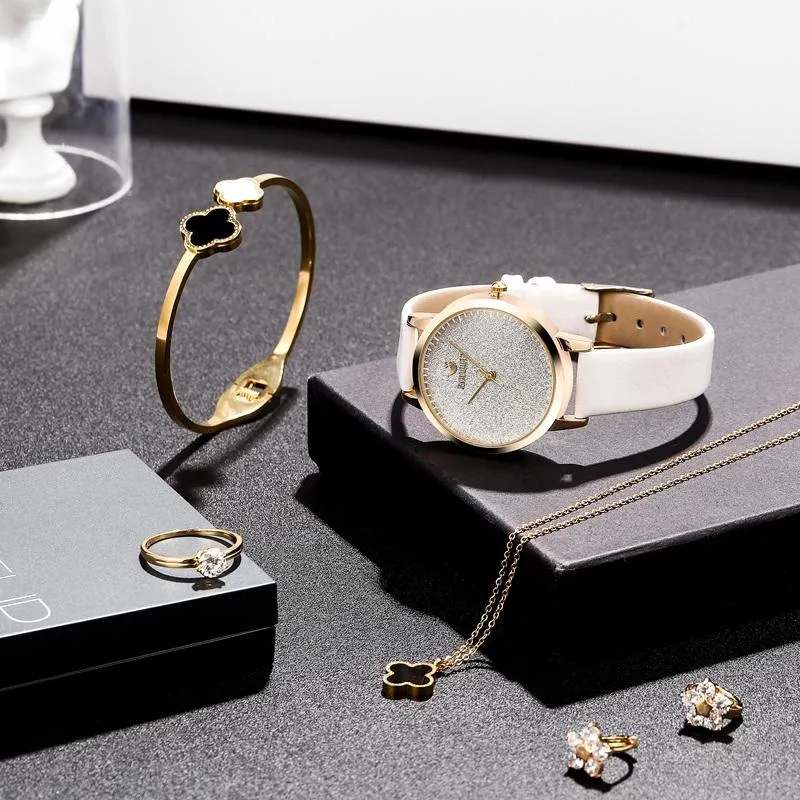 Montres-bracelets / set de luxe dames montre ensemble en acier inoxydable bijoux quartz femmes montres cadeau titane bracelet montre femme3377