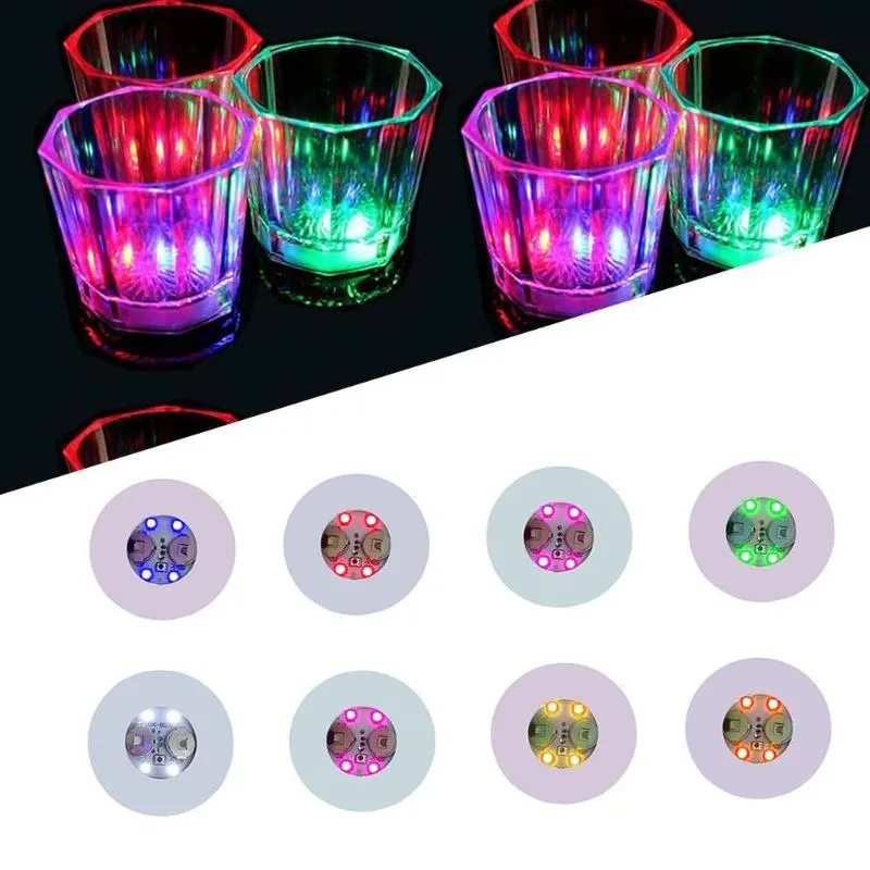 Tapis Pads Mini Glow LED Bouteille Lumière Autocollants Étanche Luminescent Coasters Festival Night Club Bar Party Décoration218p