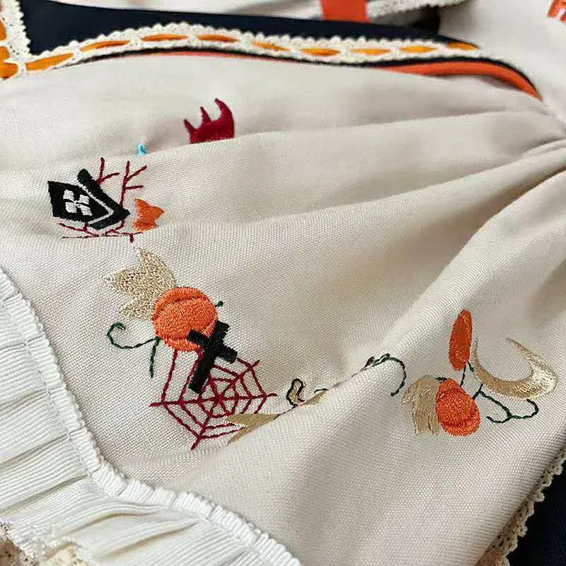 赤ちゃんの女の子スペインのドレス幼児の女の子ハロウィーンのカボチャボールガウン子供刺繍のフロック幼児クリスマスの誕生日のドレス210615