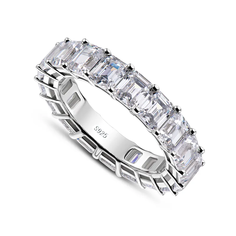 Diamond Smycken 925 Silver Bridal Ring Emerald Cut Wedding Engagement for Women Gift9285584