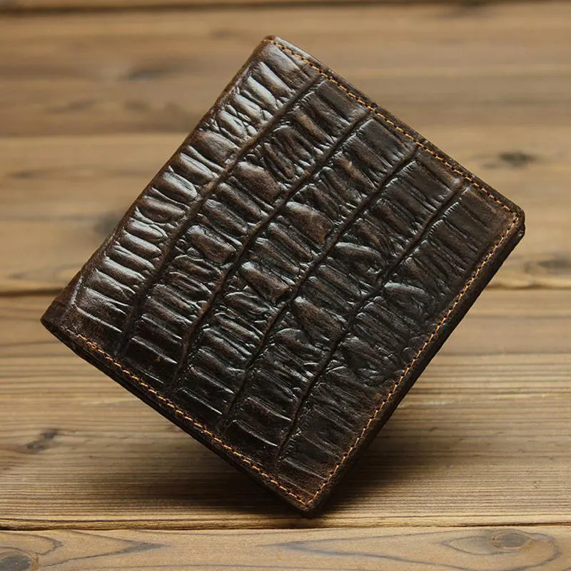 Brieftaschen Handgemachte Vintage Echtes Leder Brieftasche Männer Alligator Echte Kuh Kurze Geldbörse Männliche Geld Clips Bag1239d