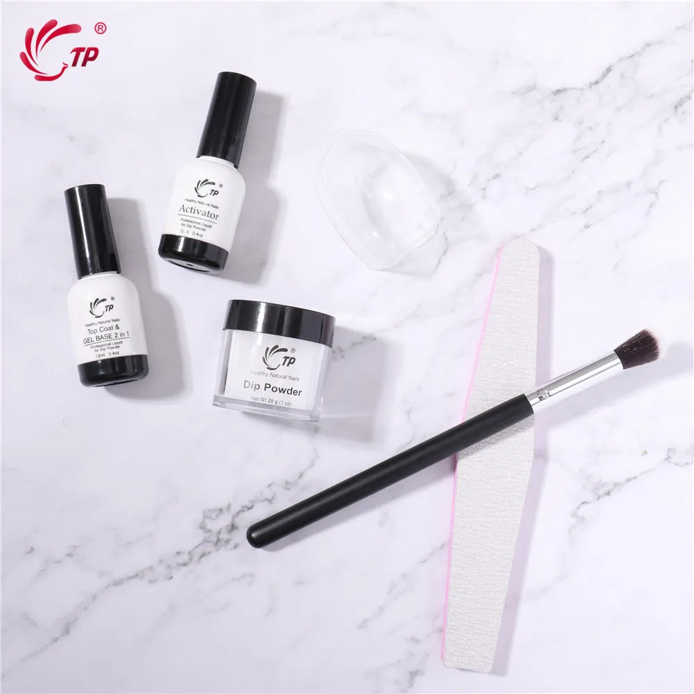 TP set 28g Nail Dipping Powder with 12ml Top Base Gel Activator Stater Kit 1oz Acrylic System Dip Dust Tray Brush File2099308