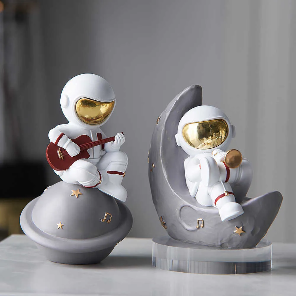 Mini acessórios de jardim decoração para casa personagem resina halloween astronauta estatuetas sala estar espaço homem decoração natal 21199s