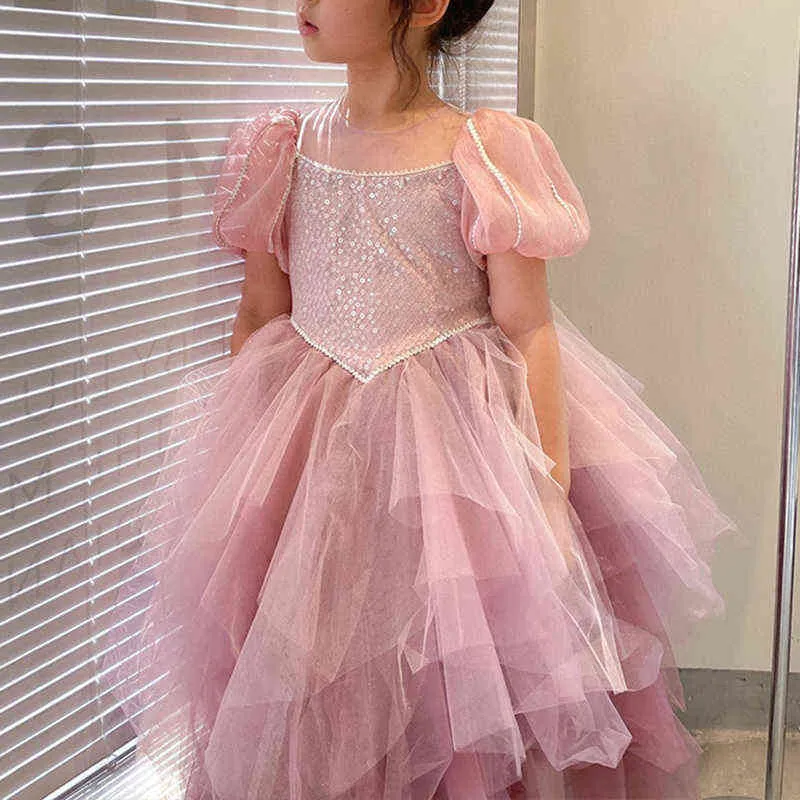 Moda bambini Vestiti Lolita Ragazze Pizzo Principessa Fata Fluffy Sweet Dress Baby Bambini Costume a rete Ragazzi Vestito Abbigliamento bambini G1129