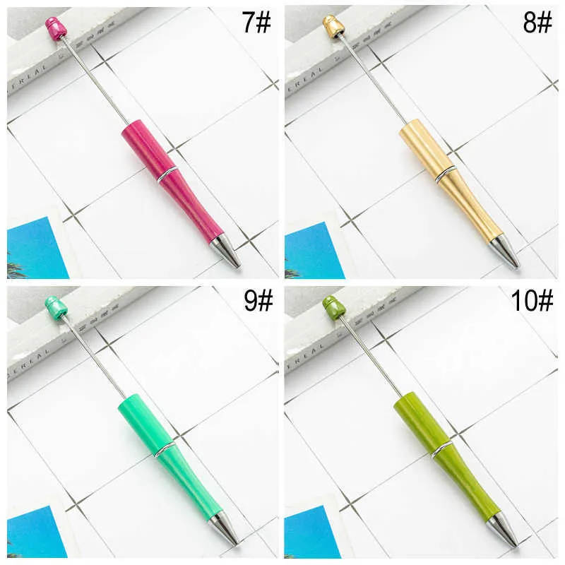 Beadable Plastic Ballpoints DIY Student Add Beads Ballpoint Pens Bead Ball Pen Promotional Christmas Gifts Creative4766237