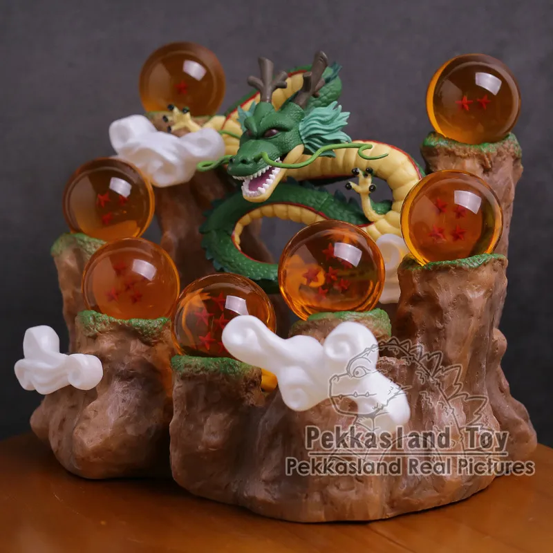 Shenron + Mountain Stand + 7 Kristallkugeln PVC-Figuren zum Sammeln, Modellspielzeug X0526