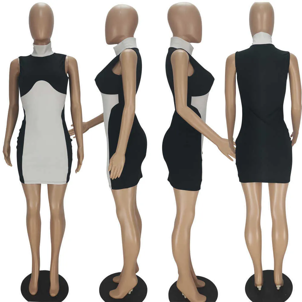 Klassisk svart vit trendig chic sommarkläder kvinnor bodycon mini klänningar fest nattklubb sexig spandex klänning 210525