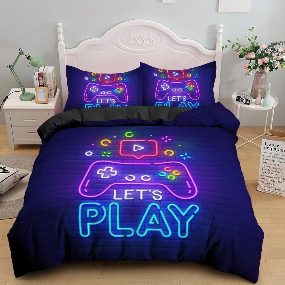 Giochi Copripiumino Gamepad Set biancheria da letto ragazzi Bambini Video Modern Gamer Console Quilt 2 o 3 pezzi 210309