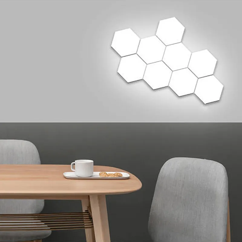 3/5/DIY Wall Lamp Touch Switch Quantum LED Hexagonal Lamps Modular Creative Decoration White Lampara Home Decor300A
