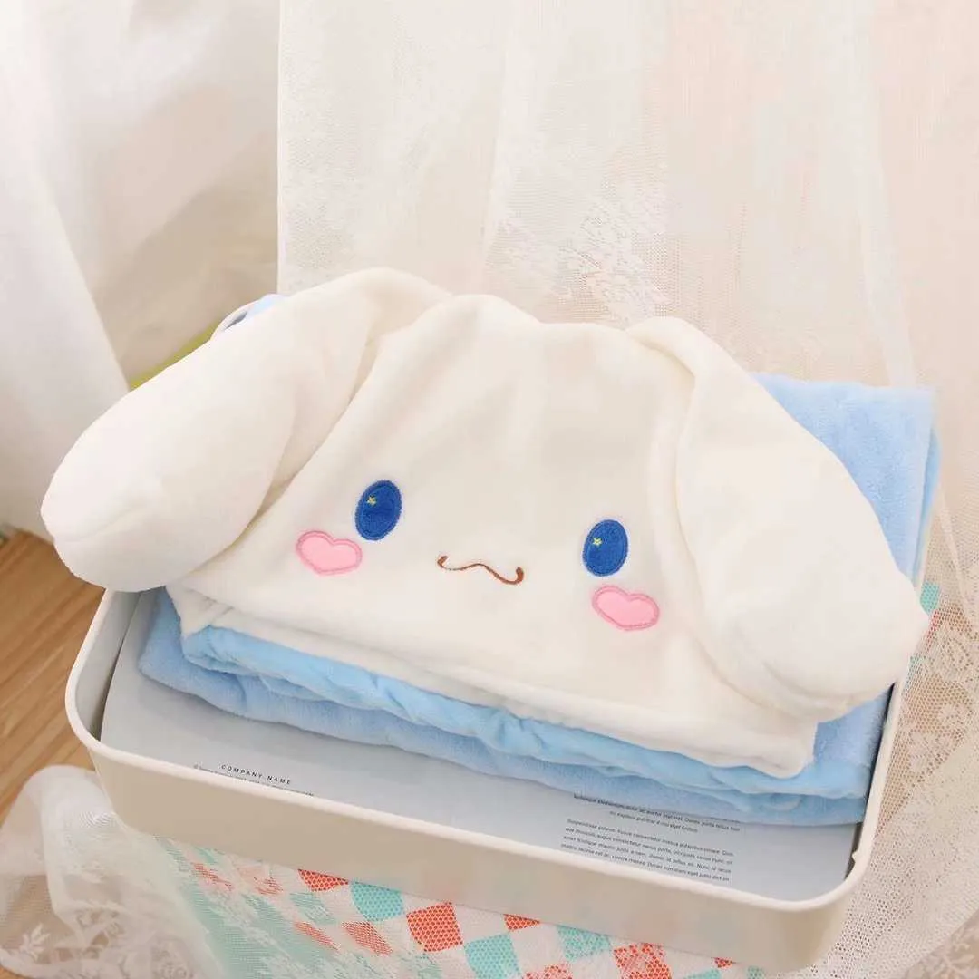 Cinnamoroll Mymelody Kuromi manteau en peluche belle anime manteau Cartoon sieste couette douce flanelle couverture enfants jour présent 210724