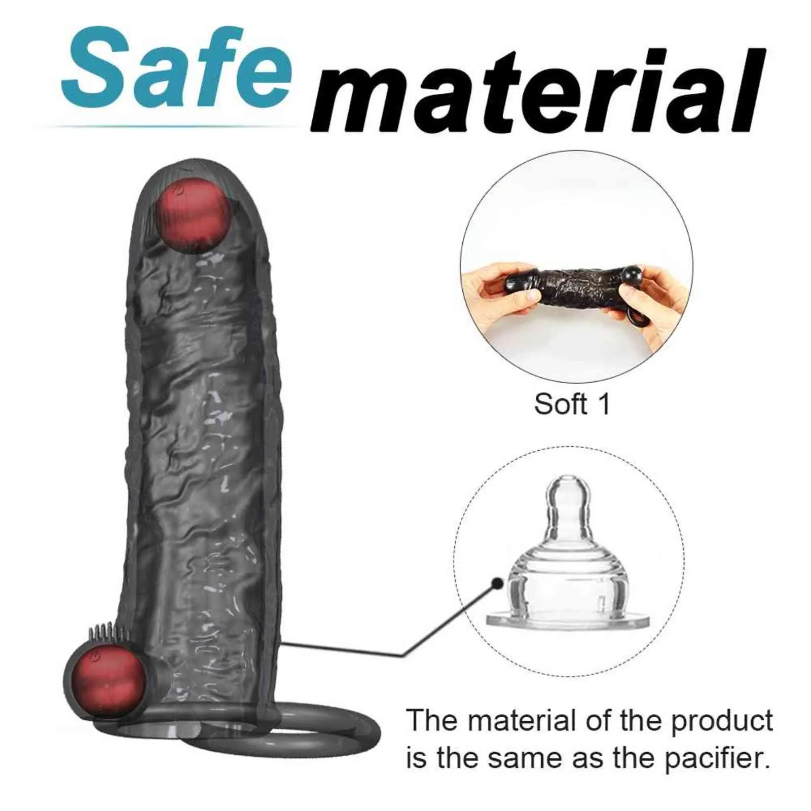 NXY Sexpumpe Spielzeug Männlicher Penis Vibrationsringfernbedienungssteuerung Schwanzhülle Verzögerungsvergrößerung Comdoms Dual Penetration Dildio Vibrador 3752885