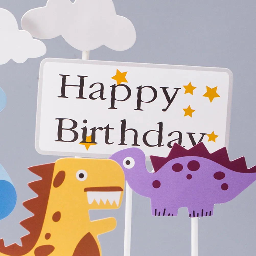 Happy Birthday Cake Topper Cartoon Cloud Dinosaur Cake Decorating Topper Cupcake Toppers Cibo Picks Kids Party Decoration Y200618