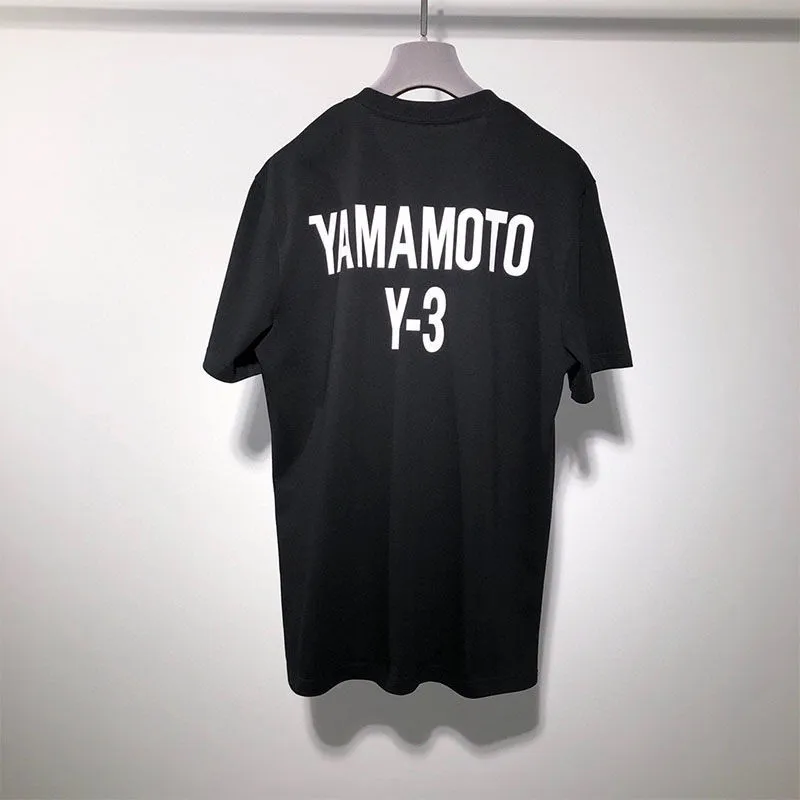 男性Tシャツ半袖コットンサマー服Y-3男性デザイナーシャツY3シグネチャープリントラウンドネックルーズカジュアルTシャツのためのシンプルなルーズTシャツ