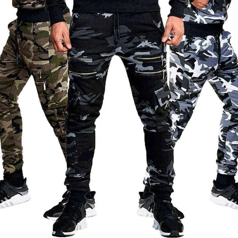 2021 Fashion Camo Pants New Men's Camouflage Overalls Jogger Pants Sweatpants Trousers H1223