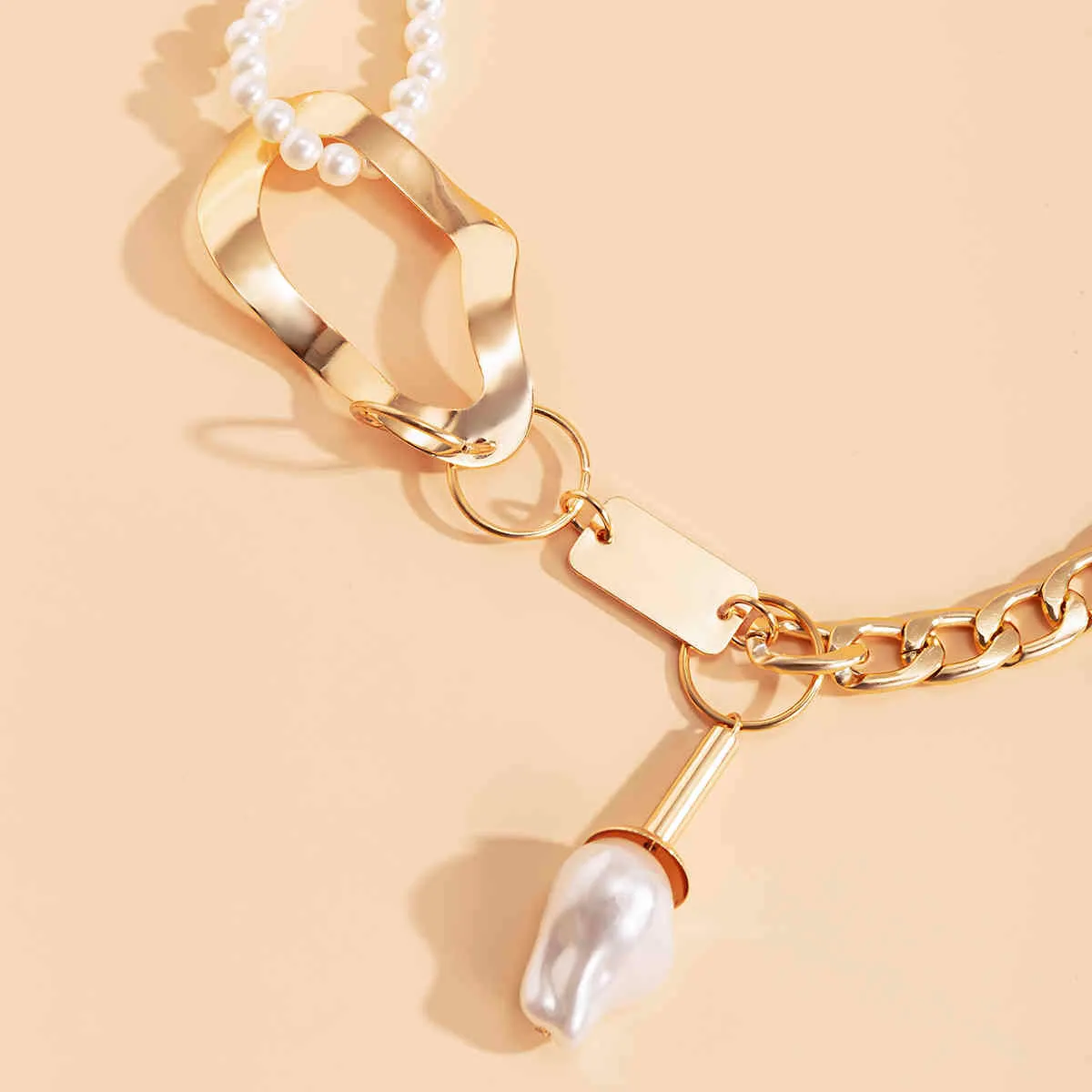 Unique grosse chaîne épaisse collier grand pendentif baroque collier exagéré géométrique perle perle tour de cou bijoux femmes